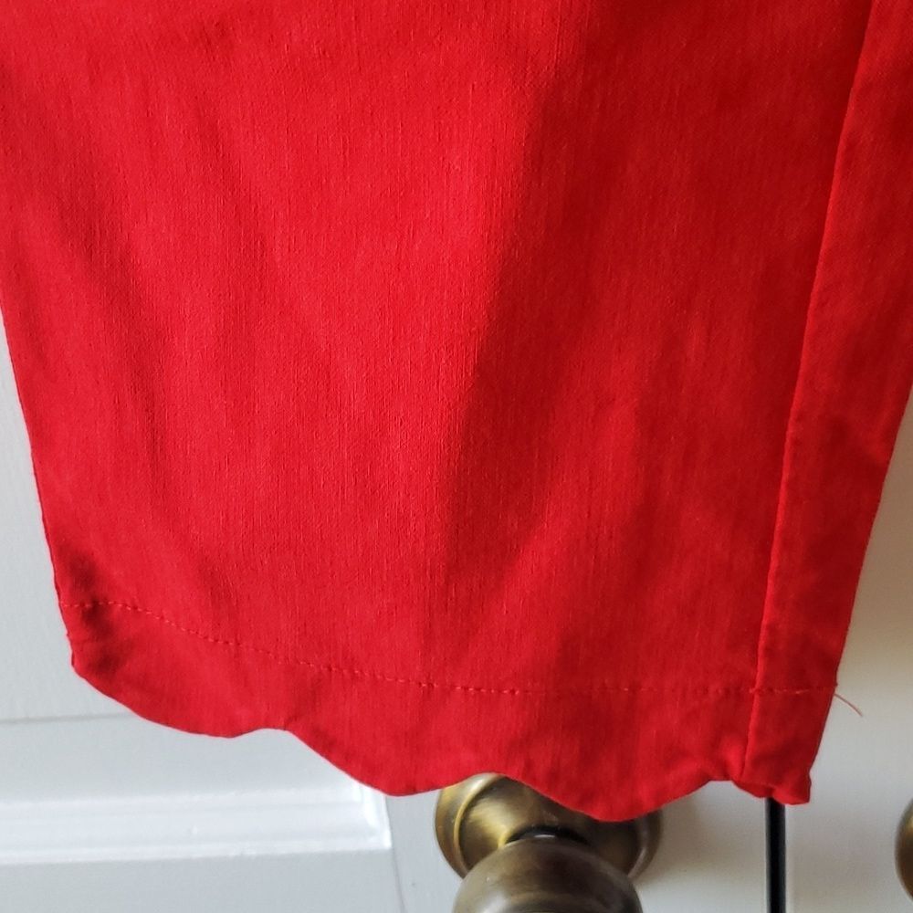 ZAC & RACHEL RED CAPRI CROPPED PANTS SCALLOPED BOTTOM SIZE 8 PULL ON ELASTIC - Picture 4 of 9